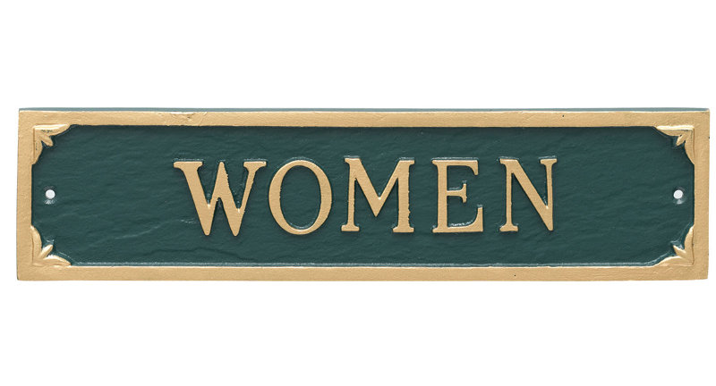 Women Restroom Statement Address Plaque, Hunter Green/Gold