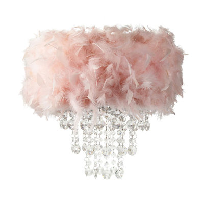 Contemporary Feather Pendant Light Shade with Transparent Acrylic Droplets