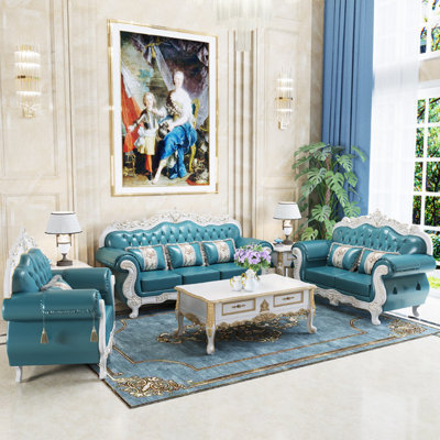European style light luxury leather sofa.