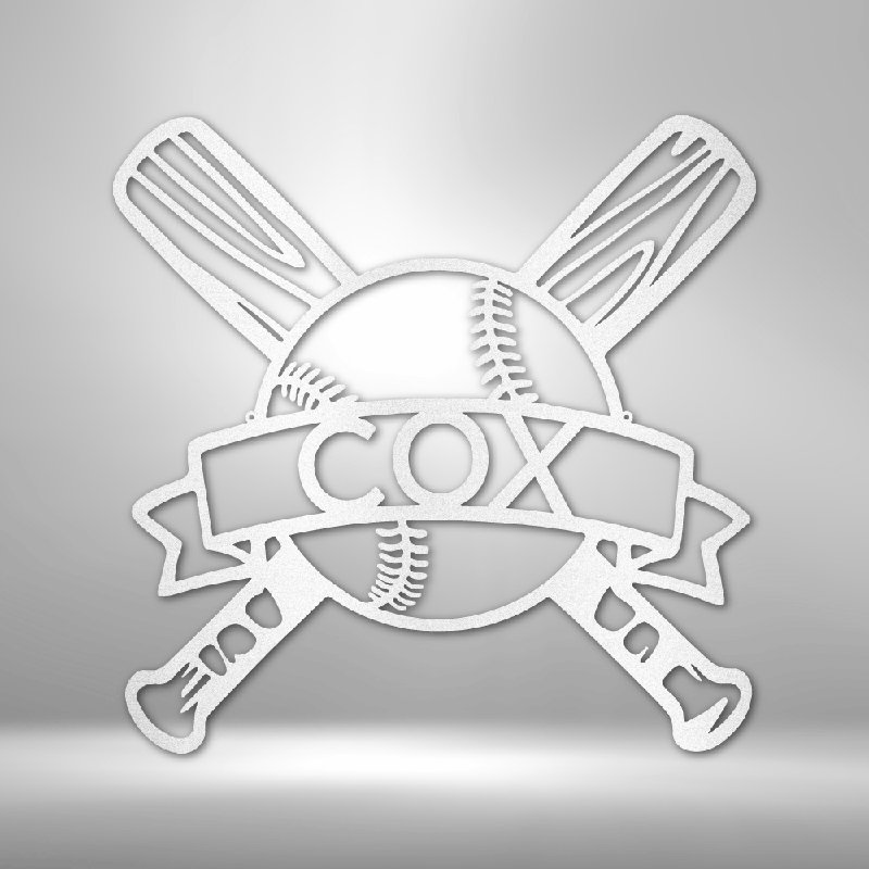 Monogramme de baseball personnalisé, H 14,25 po x l 14,5 po x P 0,5 po, Oui, Blanc