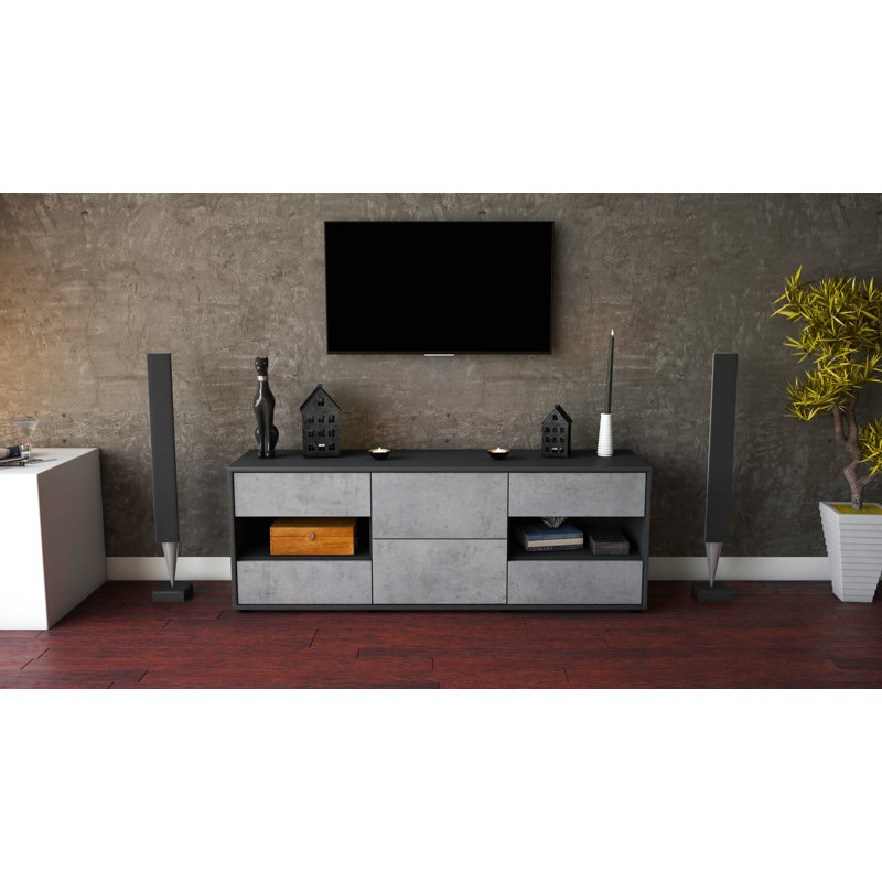 Ybanez TV Stand, Concrete / Matte Anthracite