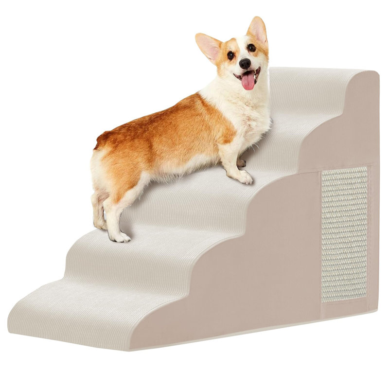 Escaliers pour animaux, escaliers pour petits chiens, marches pour chiens, Beige, 5 marches (H 22,6 po x l 15,7 po x P 33 po)