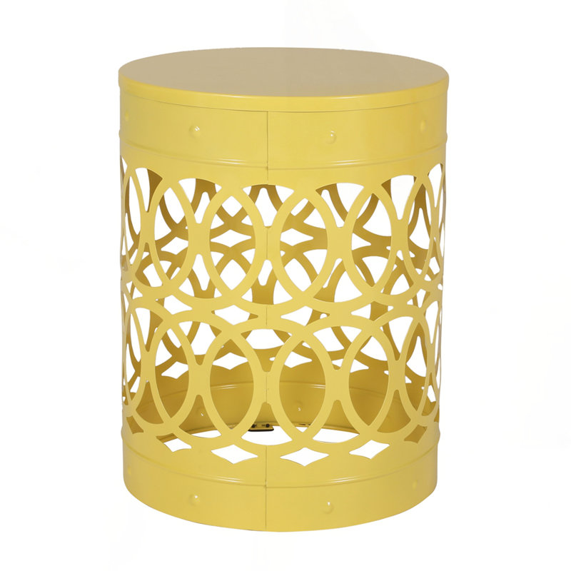 Large Outdoor Metal end Table, Yellow