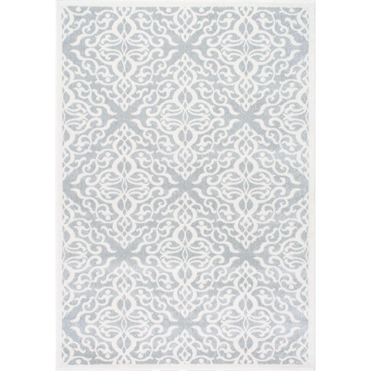 Tyner Trellis Vintage Style Power Loom Performance Gray Rug