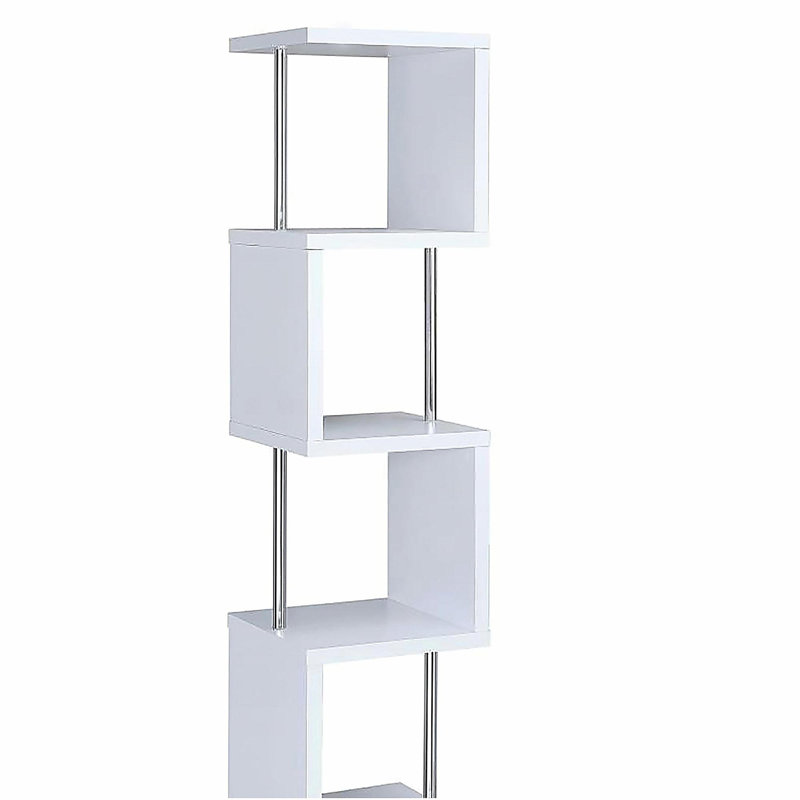 Bibliothèque blanche et chrome à 4 niveaux