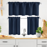 Blackout Rod Pocket Kitchen Curtain Valance and Tiers Set