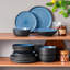 16-Piece Ceramic Dinnerware Set, Black Dinnerware, Dinner Set Service For 4 People, Dinner Plates, Dessert Plates, Soup Plate And Bowls-114286612