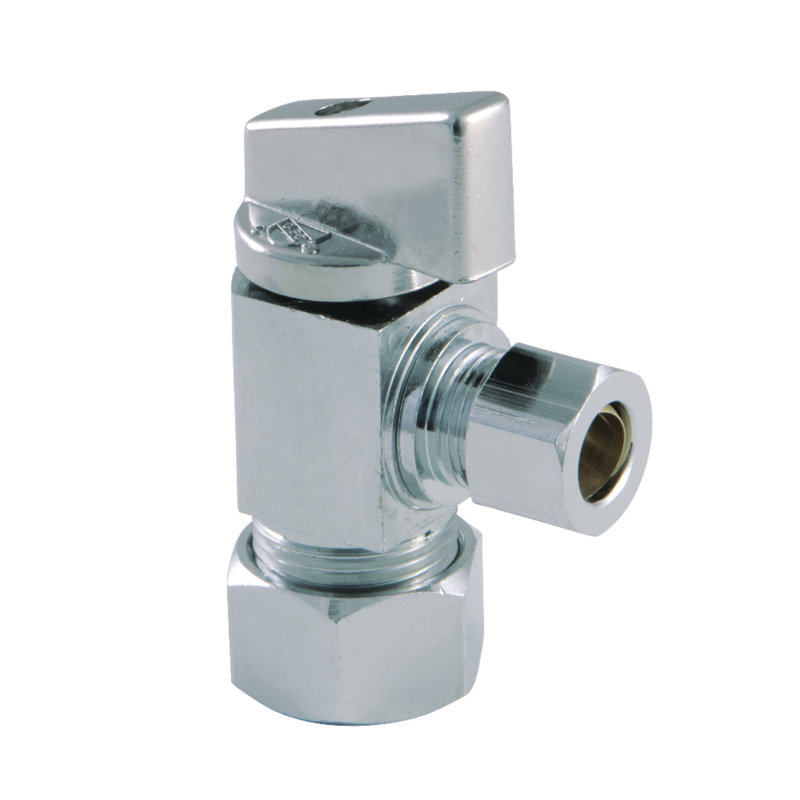 Kingston Brass Columbia 5/8-Inch OD Comp x 3/8-Inch OD Comp Quarter-Turn Angle Stop Valve, Polished Chrome