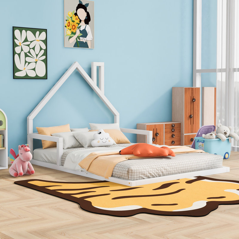Lit plateforme Wood, Double, Blanc
