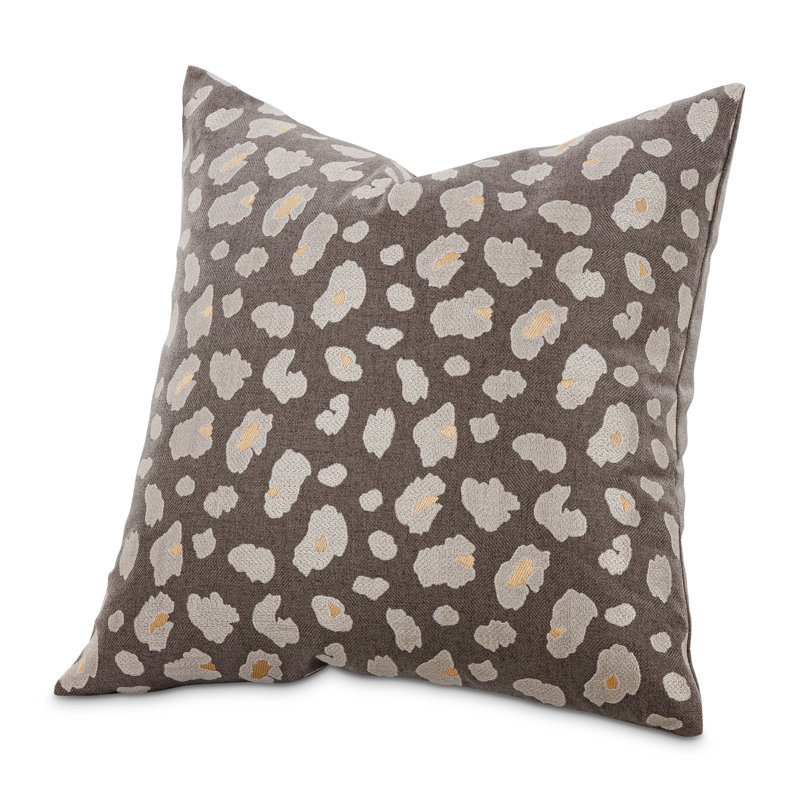 Embroidered Feather Reversible Throw Pillow