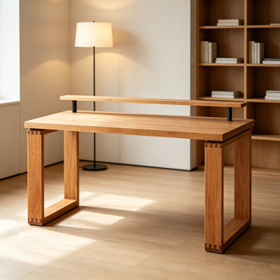 Thick Sturdy Cherry Solid Wood  Rectangle Desk