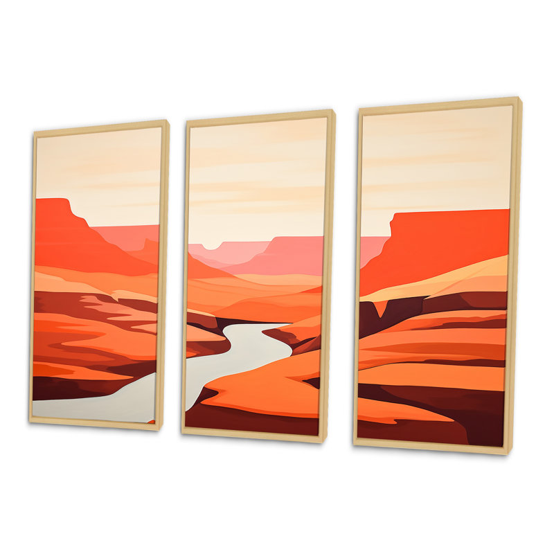 «Brown Minimalisme Canyon Calm IV - Canyon», art mural sur toile, H 40 po x l 60 po x P 1 po, Cadre naturel flottant