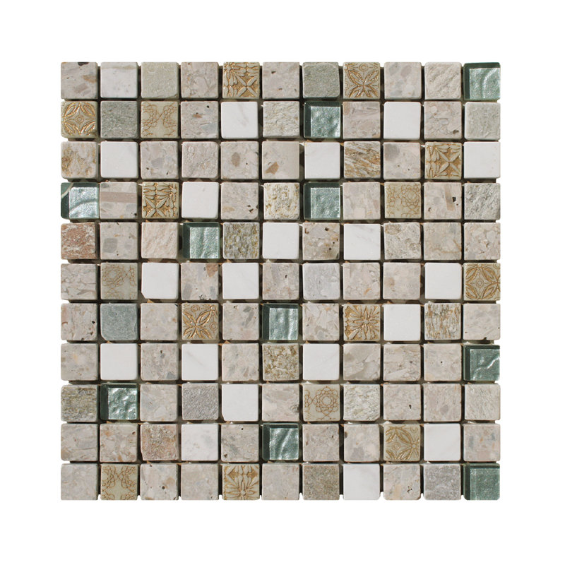 Natural Splendor 1" x 1" Natural Stone Mosaic Sheet Wall Tile, Tan/Gold