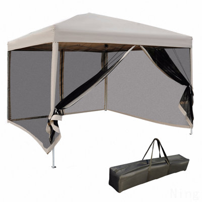 210D Oxford 10' X 10' Pop Up Canopy Tent With Netting, Instant Screen Room House, Tents For Parties, Height Adjustable, With Carry Bag, For Outdoor, Garden, Patio