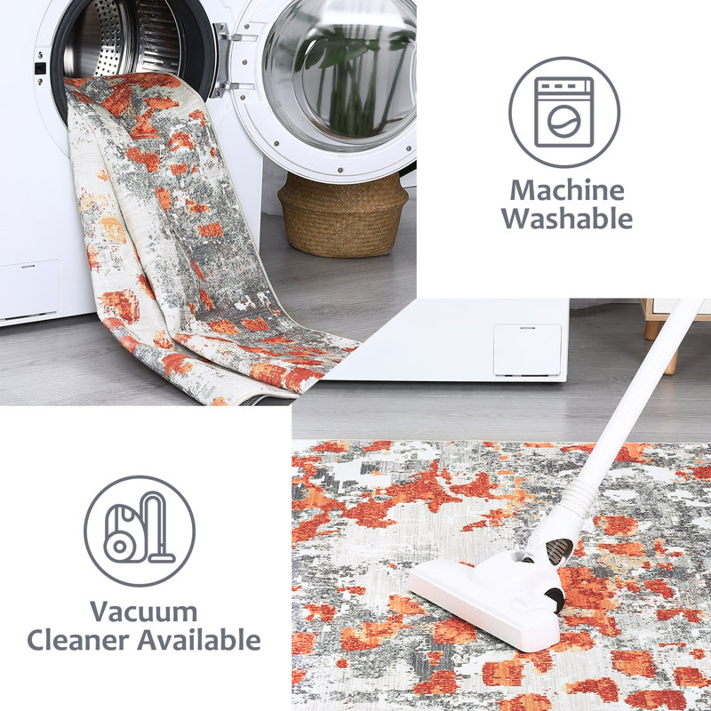 Tapis Zarqa avec envers antidérapant, Rectangle 5 pi x 7 pi