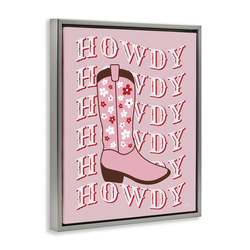 Art mural sur toile flottant Howdy, H 31 po x l 25 po, Cadre flottant gris lustré