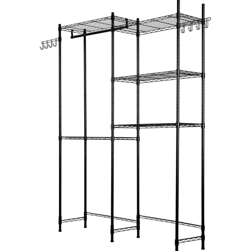 Support de séchage sur 5 niveaux pour laveuse et sécheuse, noir, tablettes réglables - Rouille, idéal pour les petites tablettes de salle de lavage, avec dispositif de basculement, structure haute résistance
