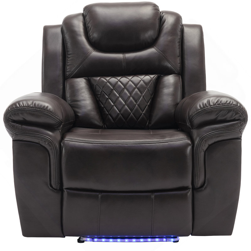 Home Theater Seating Manual Recliner Chair With Led Light Strip For Living Room,Bedroom, Brown