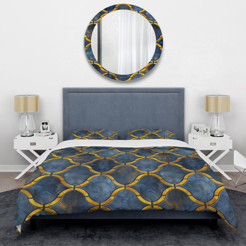 Ensemble de housse de couette jaune Modern Trellis I - Modern, Housse de couette très grand et 2 très grandes t