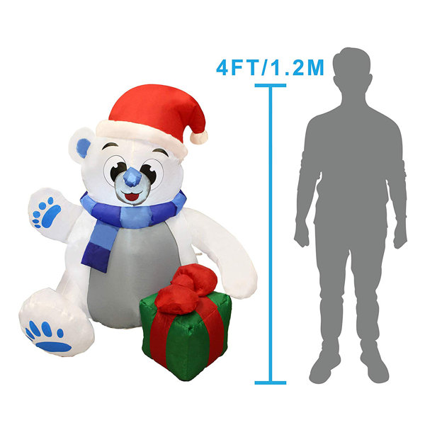 Inflatable Polar Bear With Fishing Pole 5ft Outdoor Christmas