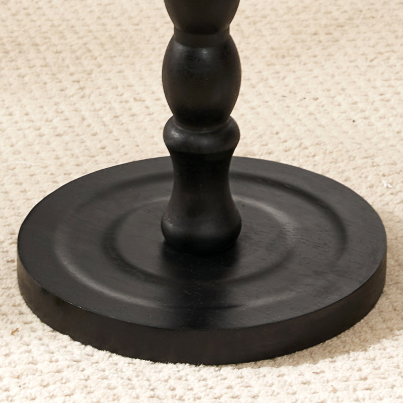 Solid Wood Heart-Shaped End Table,Pedestal Drink Table, Tall Plant Stand, Espresso Wood, Black