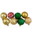 Ornements en forme de boules de Noël incassables à 75 finitions, rouge, vert et or 75ct