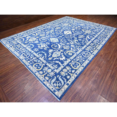Tinishia One-of-a-Kind 10'2" X 13'8" New Age Wool Area Rug Blue