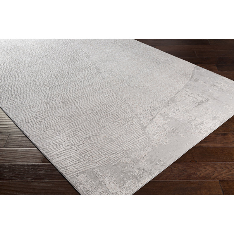Tapis gris clair tissé à la machine Barrentine, Rectangle 10 pi x 14 pi