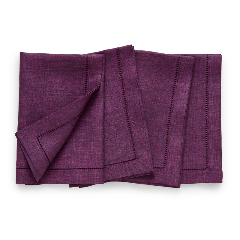 Milan - 100% Pure Linen Dinner Napkins, Grape