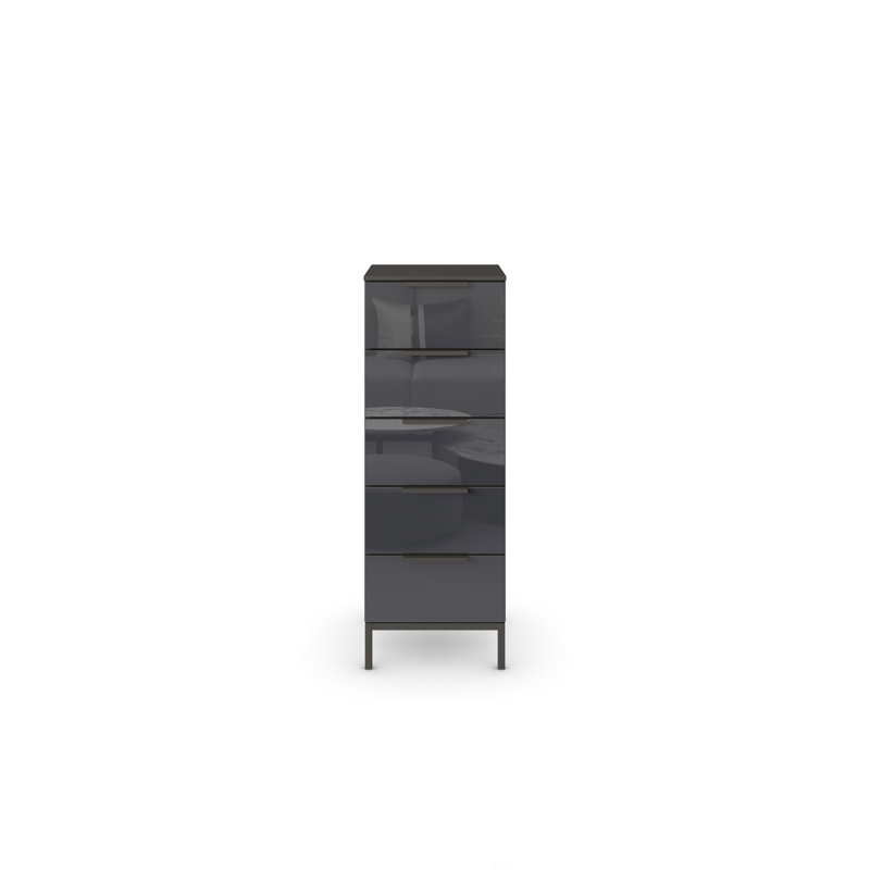 Flipp 5 - Drawer Chest of Drawers, Graphite/Glass Basalt