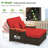 Patio Rattan Daybed Set w/ Cushioned Loveseat & Storage Ottoman-148147957