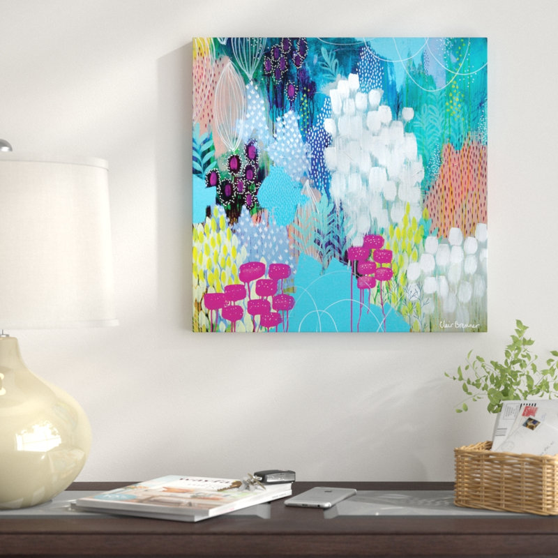 " Joy " by Clair Bremner, 18" H x 18" W x 1.5" D, No Matte, Black Framed Canvas