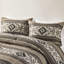 Édredon 5 pièces à rayures et à chevrons avec coussins pour lit double. Tissu, rembourrage, oreillers lavables à la machine et nettoyables, taille double. Microfibre-120469581