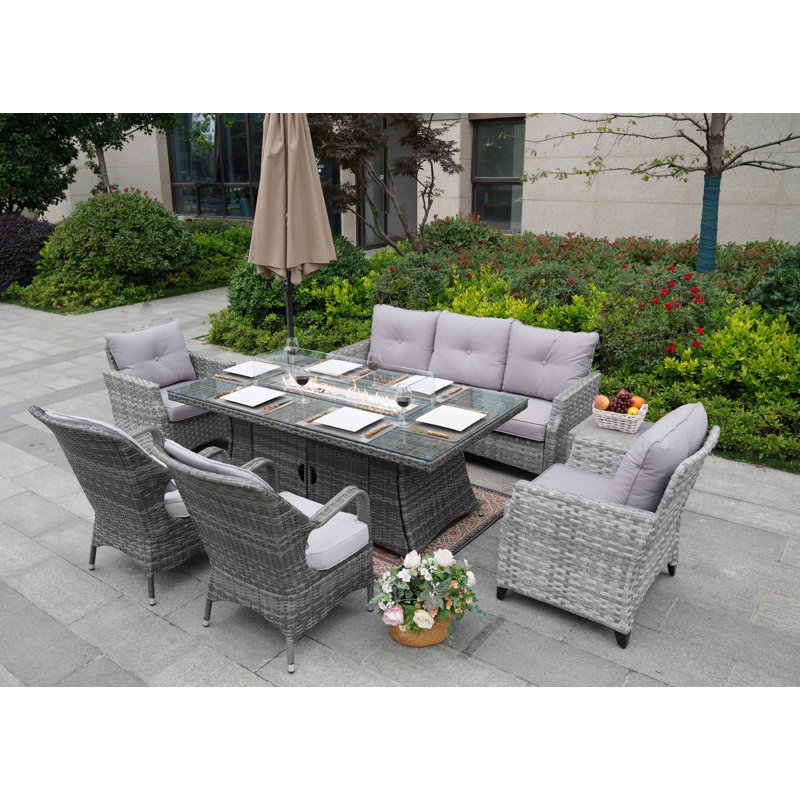 Aerolyn 7 - Person Patio Conversation Set with Cushions