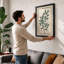 Single Stem in Green Botanical - Framed Print-626022368-626022372