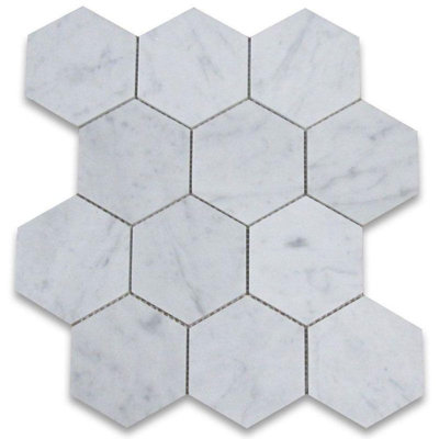 5" x 5" Marble Honeycomb Mosaic Wall & Floor Tile