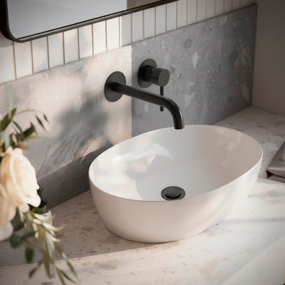 Wall Mounted Bathroom Faucet, Single-handle Bathroom Sink Faucet with Drain Assembly