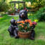 Sculpture de jardin et d'oursons avec jardinière intégrée pour fleurs saisonnières et plantes grasses