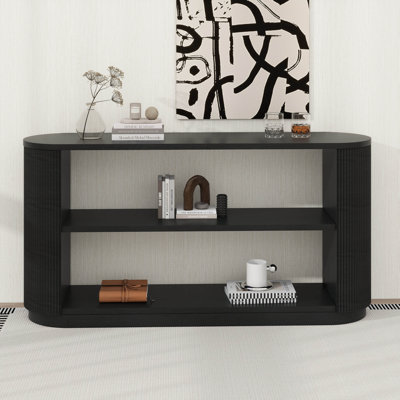 Modern Slim Entryway Console Table-Elegant Sofa Table With Open Shelf