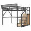 Lit mezzanine avec bureau et station de charge, lit mezzanine en métal avec escalier et lumière pour enfants adolescents-458091202