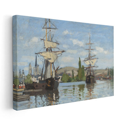 Navires à cheval sur la seine à Rouen par Claude Monet, 1872 - 1873 - reproduction d'art sur toile