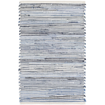 Denim Rag Ribbed Handwoven Cotton Rug