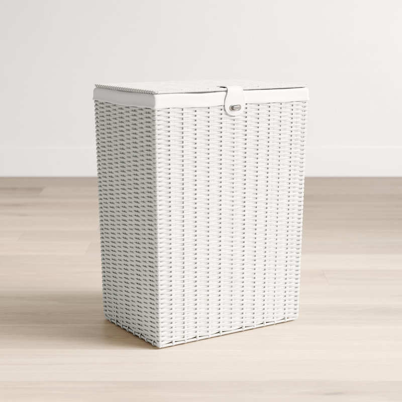 Hand Woven Plastic Laundry Hamper with Handles, 58"H x 45"W x 32"D