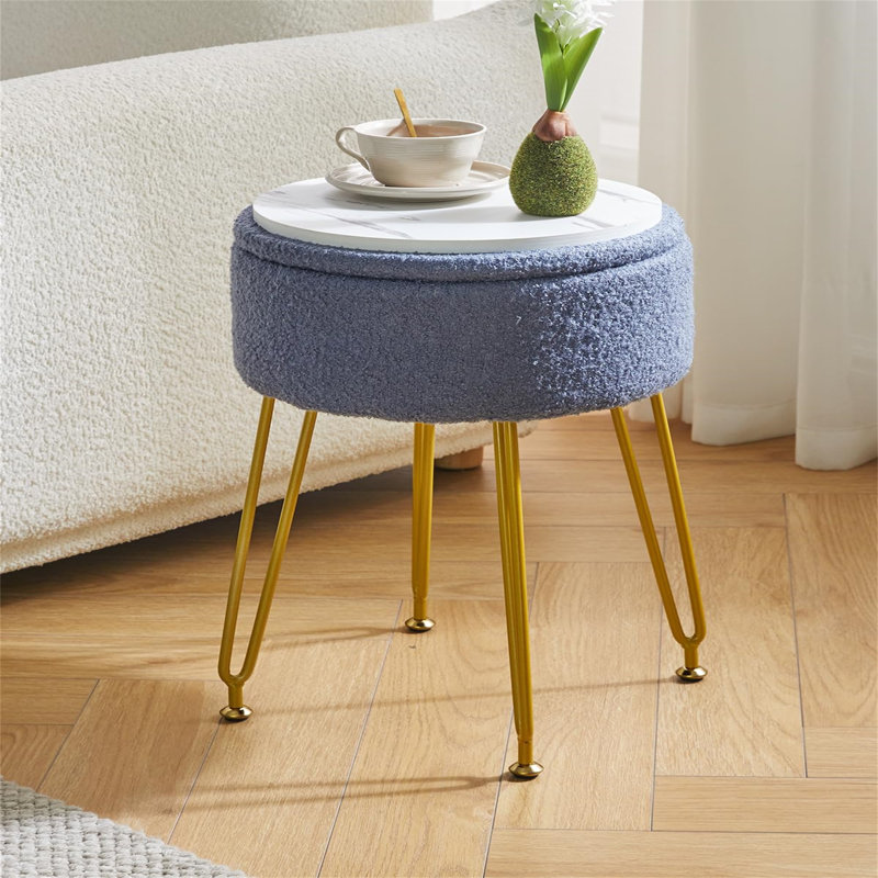 Ahilan Metal Accent Stool, Slate Blue