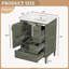 Meuble-lavabo moderne 24 po avec lavabo en céramique, porte à fermeture douce, 3 tiroirs et poignées dorées