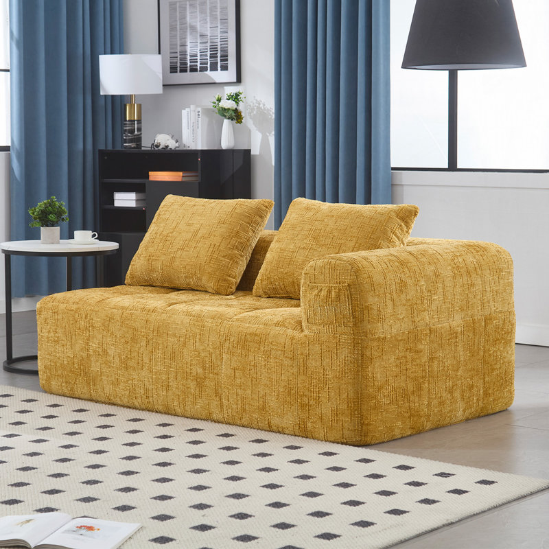 Canapé en chenille, Jaune