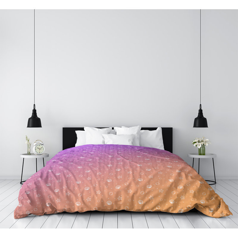 Housse de couette Katelyn Elizabeth, Housse de couette pour lit simple, Polyester brossé, Violet / rouge orange