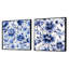 Ensemble de 2 collages carrés floraux en filigrane de style victorien bleu cobalt-101851543-101851542