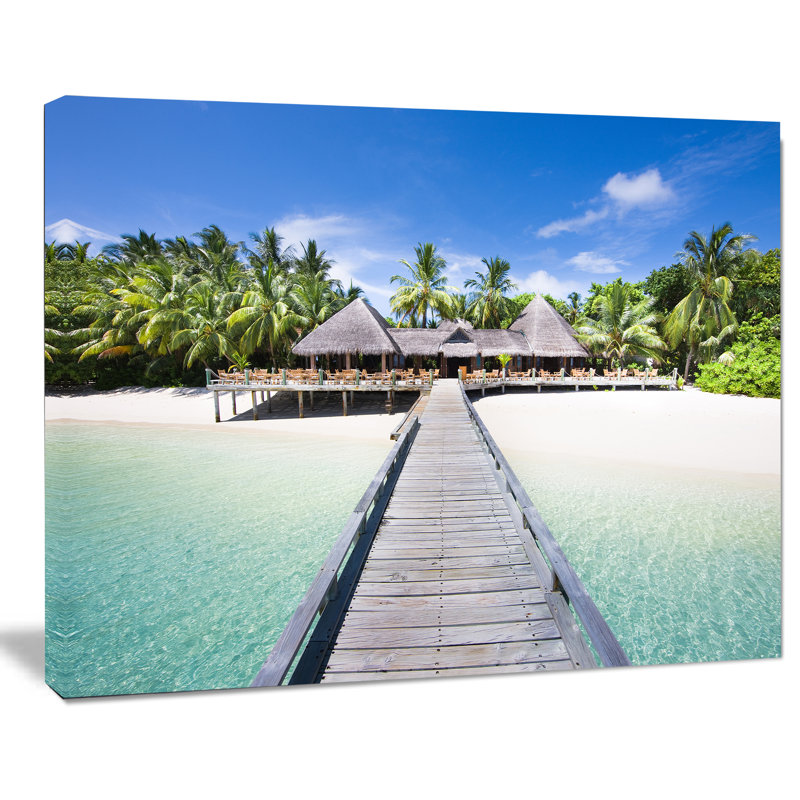 «Beach with Coconut Palm Trees», reproduction de photo sur toile tendue, H 20 po x l 20 po x P 1 po