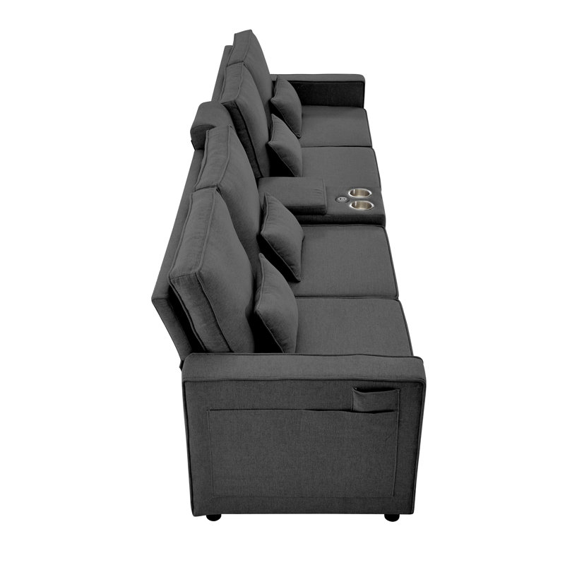 4 Seater Linen Sofa, Grey